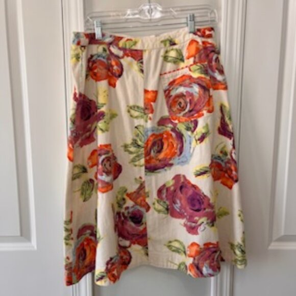 J Jill Cotton A-line Floral Skirt Women’s Size 12 Mulit Colors - Picture 5 of 13